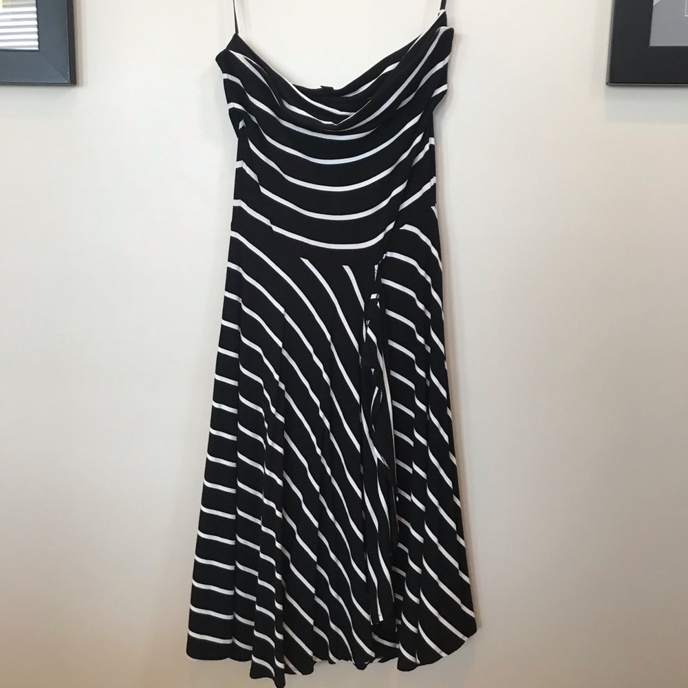 Strapless Stripe Midi Dress